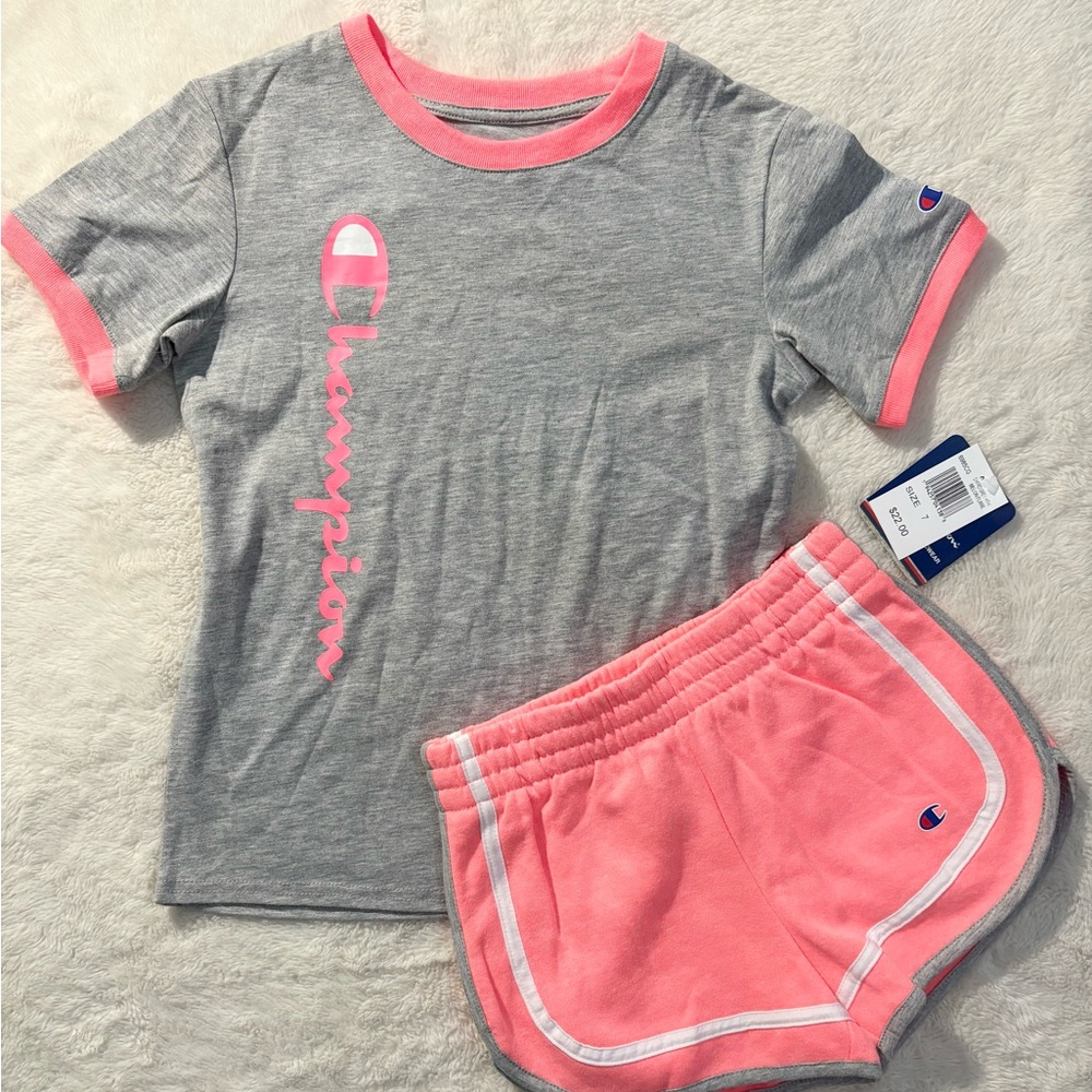 Champion Heather Gray and Coral Pink Set